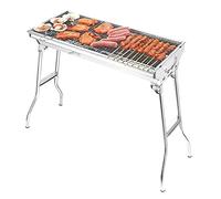 Grand Barbecue à Charbon de Bois Pliable et Portable en Acier Inoxydable avec Sac de Transport, idéal for Les Pique-niques en Plein air et Les réunions de Famille.