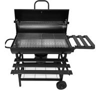 Grand barbecue au charbon de bois pour une utilisation en extérieur, barbecue pour fumoir en baril avec 4 bouches d'aération, grill de villa en métal avec étagère inférieure en maille, étagères