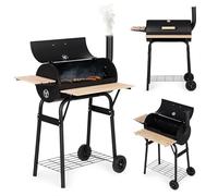 Grand barbecue de jardin avec thermomètre, cheminée, barbecue moderne sur roulettes, station de cuisson extérieure au charbon de bois robuste, fumoir et cuisinière d'extérieur