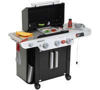 Theo Klein Weber 9445 Weber Barbecue Genesis en bois avec inserts pour steak, pizza ou légumes, avec accessoires alimentaires et ustensiles de barbecue, jouets pour enfants à partir de 3 ans