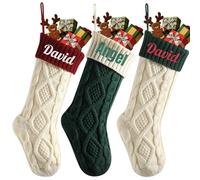 Grand bas de Noël brodé avec nom personnalisé de 45,7 cm, chaussette tricotée par câble de 45,7 cm pour décoration de fête de Noël