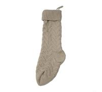 Grand bas de Noël en tricot torsadé de 45,7 cm pour cheminée, décoration de cheminée, porte-chaussettes en tricot épais pour friandises de vacances, bonbons, cartes, chocolats et plus encore (lin)