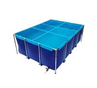 Grand Bassin d'aquarium autoportant avec vanne de vidange - Revêtement de Bassin en Toile PVC pour élevage de carpes koï, Irrigation de Jardin et citerne (Bleu 1,2 x 1 x 0,8 m)