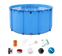 Grand bassin pliable de 1400 L - Piscine portable pour l'élevage de carpes koï avec structure robuste et accessoires, idéale pour stocker l'eau dans le jardin (1,5 x 0,8 m) - Parfaite pour u