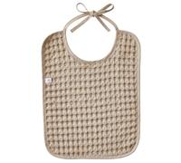 Grand bavoir en coton gaufré avec lien (Latte) - Pratique et tendance avec lien en popeline de coton - Douceur et sobriété pour le quotidien de bébé - Collection Coton Gaufré
