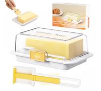 Grand beurrier pour beurre de 250 g et 500 g, beurrier hermétique avec couvercle et coupe-beurre multifonction pour un bloc de beurre complet, beurrier hermétique avec couvercle pour comptoir et frite