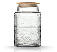 Grand bocal de rangement en verre de 152 ml avec couvercle en bambou, boîtes de cuisine décoratives pour bonbons, collations, biscuits, café, thé, noix (carré)