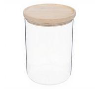 5five - bocal hermet 1,6l en verre avec couvercle hermétique hévéa