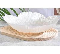 Grand bol à fruits en verre cristal - Assiette décorative en forme de fleur nacrée pour décoration d'intérieur, 25,7 x 6,3 cm