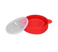 Grand Bol à Popcorn en Silicone Alimentaire, Résistant 40℃ à 230℃, Pliable, Sans BPA, Avec Couvercle et Poignée Verte - Fabrication DIY Facile, Compatible - ondes et Four, (Rouge)