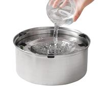 Grand bol d'eau pour animaux de compagnie - Capacité 3 L (acier inoxydable) Disque flottant anti-déversement | Distributeur à alimentation lente, plat anti-goutte et anti-éclaboussures, hydratation po