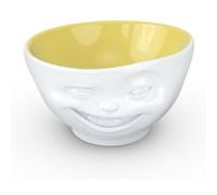 Grand bol en porcelaine hôtelière clin d'oeil intérieur jaune BLANC ET JAUNE G