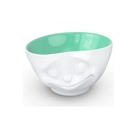 FIFTYEIGHT PRODUCTS Mugs/bol Glücklich (porcelaine, 500 ml, blanc, intérieur menthe, fabriqué en Allemagne)
