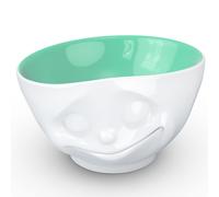 FIFTYEIGHT PRODUCTS Mugs/bol Glücklich (porcelaine, 500 ml, blanc, intérieur menthe, fabriqué en Allemagne)