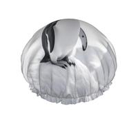 Grand bonnet de bain imprimé pingouin - Convient à toutes les longueurs de cheveux - Protège les cheveux - Réutilisable