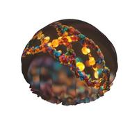 Grand bonnet de douche avec chaîne ADN, bande élastique, double couche étanche, pour homme et femme