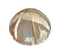 Grand bonnet de douche avec imprimé libellule et fleur, bande élastique, double couche imperméable, pour homme et femme