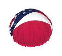 Grand bonnet de douche imperméable à imprimé drapeau de l'État de l'Ohio pour femme - Cheveux longs - Lavable - Bande élastique