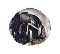 Grand bonnet de douche imperméable avec bande élastique réglable | Bonnet de douche imprimé train à vapeur nuages pour femme spa, bain, natation, maquillage, voyage, taille L