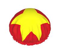 Grand bonnet de douche imperméable avec drapeau vietnamien pour homme et femme, réutilisable, léger et doux