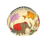 Grand bonnet de douche imperméable avec imprimé symboles culturels de la Thaïlande pour femmes cheveux longs, bande élastique lavable