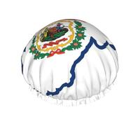 Grand bonnet de douche imperméable pour femme avec bande élastique lavable et motif carte de l'État de Virginie-Occidentale