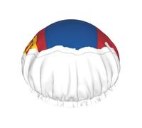 Grand bonnet de douche imperméable pour femme avec bande élastique lavable et motif carte du drapeau mongol