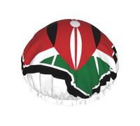 Grand bonnet de douche imperméable pour femme avec bande élastique lavable et motif drapeau du Kenya