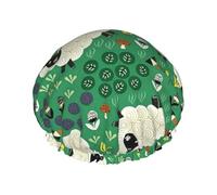 Grand bonnet de douche imperméable pour femme avec bande élastique lavable et motif moutons
