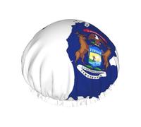 Grand bonnet de douche imperméable pour femme - Avec bande élastique lavable - Motif drapeau de l'État du Michigan