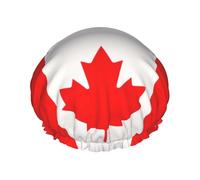 Grand bonnet de douche imperméable pour femme avec imprimé drapeau canadien pour cheveux longs, bande élastique lavable