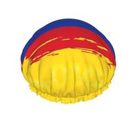 Grand bonnet de douche imperméable pour femme avec imprimé drapeau colombien et bande élastique lavable