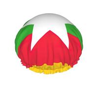 Grand bonnet de douche imperméable pour femme avec motif drapeau de la Birmanie - Bande élastique lavable