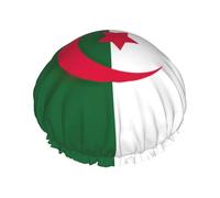 Grand bonnet de douche imperméable pour femme avec motif drapeau de l'Algérie - Bande élastique lavable