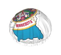 Grand bonnet de douche imprimé carte de l'État du Minnesota, double couche de protection des cheveux pour soins du visage, enveloppement de cheveux réutilisable