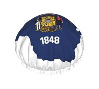 Grand bonnet de douche imprimé carte de l'État du Wisconsin, double couche de protection des cheveux pour soins du visage, enveloppement de cheveux réutilisable