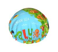 Grand bonnet de douche imprimé carte d'Italie avec icônes alimentaires, double couche de protection des cheveux pour soins du visage, enveloppement réutilisable pour cheveux