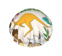 Grand bonnet de douche imprimé coloré avec icônes australiennes, protecteur de cheveux double couche pour soins du visage, enveloppement réutilisable pour cheveux