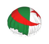 Grand bonnet de douche imprimé drapeau de l'Algérie, double couche de protection des cheveux pour les soins du visage, enveloppement de cheveux réutilisable
