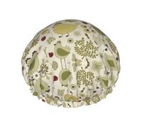 Grand bonnet de douche imprimé feuilles jaunes de poulet, protecteur de cheveux double couche pour soins du visage, enveloppement de cheveux réutilisable