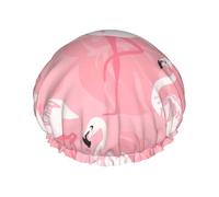 Grand bonnet de douche imprimé flamant rose d'été, double couche de protection des cheveux pour les soins du visage, enveloppement de cheveux réutilisable
