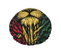 Grand bonnet de douche imprimé lion avec lunettes de soleil, double couche de protection des cheveux pour soins du visage, enveloppement de cheveux réutilisable