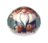 Grand bonnet de douche imprimé nain mignon, bonnet de cheveux avec bande élastique, double couche imperméable pour le bain, pour homme et femme