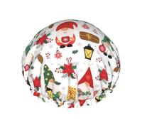 Grand bonnet de douche imprimé nain mignon, bonnet de cheveux avec bande élastique, double couche imperméable, pour femmes, hommes, enfants