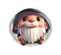 Grand bonnet de douche imprimé nain mignon, bonnet de douche, bonnet de cheveux avec bande élastique, double couche imperméable pour le bain, pour homme et femme