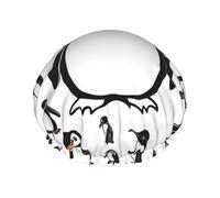 Grand bonnet de douche imprimé pingouin mignon, double couche de protection des cheveux pour soins du visage, enveloppement de cheveux réutilisable
