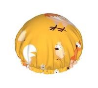 Grand bonnet de douche imprimé poulet, protecteur de cheveux double couche pour soins du visage, enveloppement de cheveux réutilisable