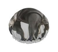 Grand bonnet de douche imprimé rhinocéros animaux, double couche de protection des cheveux pour soins du visage, enveloppement réutilisable pour cheveux