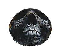 Grand bonnet de douche réutilisable avec motif tête de mort squelette avec imprimé floral pour tresses, cheveux longs