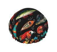 Grand bonnet de douche réutilisable pour femme - Crochet coloré tendance et confortable avec 1 imprimé double couche de cheveux pour la douche avec corde élastique et doublure en PEVA